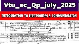 Introduction to electronics|question paper|analysis|28th july|2025|first year|vtu|ec