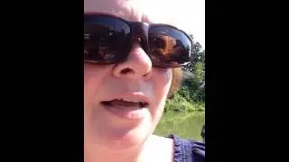 Getting off of a boat like a lady.