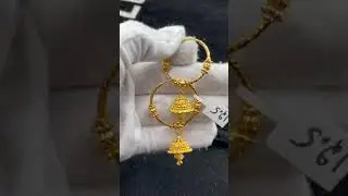 22k Earrings Solid Gold Ladies Jewelry Elegant Hoops Filigree Design E8400