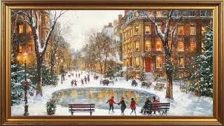 Nostalgic Christmas Cityscape Holiday Art | Classic Christmas Snow Day Seasonal Art | Vlogmas Day 20