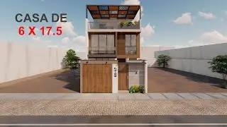 PLANO DE CASA DE 6x17.5 / INCREIBLE CASA EN 105 m2 CON MODERNOS ACABADOS / HOUSE DESIGN 6x17.5