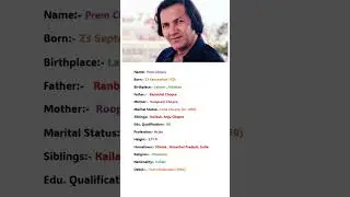 Famous Actor Prem Chopra Biography #shortvideo #shorts #trending #viralvideo #trendingshorts #short
