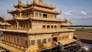 Building a luxurious boat out of bamboo is amazing!