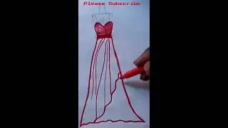 How to Draw Red fashion illustration Dress, Easy Drawing Dress tutorial