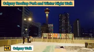 Calgary Rooftop park and Cold Winter Night Walk on December 2021 #Calgary #Alberta
