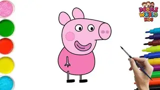 How to Draw Peppa Pig with George 🐷🎨 | Easy Cartoon Drawing for Kids | Doodle World Kids
