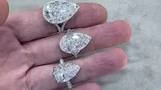 Huge pear shape diamond rings by mike Nekta New York . 20 carat 14 carat 10 carat 8 carat 7 carat