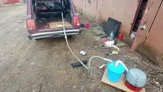 ASMR Vacuuming the car with homemade vacuum cleaner after carrying a scrap metal. No talking