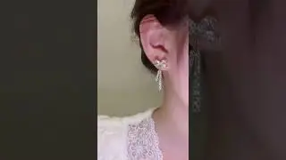 Khuy&ecirc;n tai bạc nữ TLEE nơ d&aacute;ng d&agrave;i tiểu thư nạm đ&aacute; s&aacute;ng sang trọng B0144
