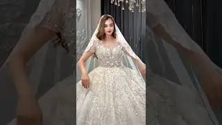 Beautiful Queen wedding dress with cathedral veil