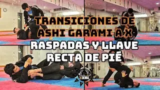 BJJ en espa&ntilde;ol: Transiciones ashi garmi - X, raspadas sencillas y llave recta de pie!