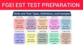 Types of Verb | FGEI EST Test Preparation | FGEI EST Jobs 2025 | English Grammar Lessons