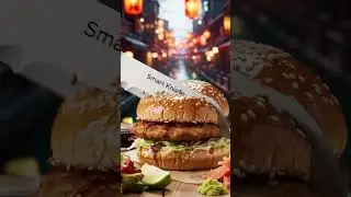 🍔 Asian Street Burger 🌏 | Chicken Teriyaki Burger ASMR with Slaw & Smart Knife Cut 🔪✨