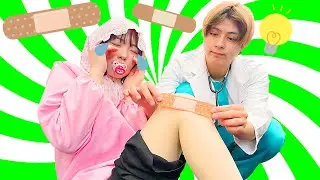 【天才】スーパー赤ちゃんがケガしちゃった...！お医者さんに絆創膏で手当してもらったよ！