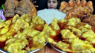 Eating Show Mutton Fat Curry Rice 10 se 20 Pad 💨 Diya🤣  Egg Curry Chicken Curry Fish Curry Fish Head