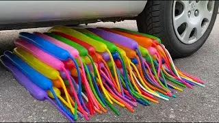 Crushing crunchy & soft things by car! -water balloons, fruits, vegitables, snacks etc.