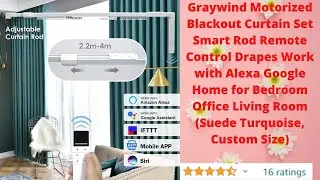 Graywind Motorized Blackout Curtain Set Smart Rod Remote Control Drapes Work with Alexa