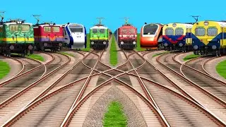 New ICF Emu Trains Crossing At level Crossing Bumpy Railroad Tracks | train videos indian railways