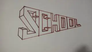 How to write (]school]) using 2 points Perspective letters. Simple 3D