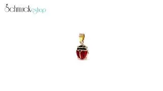Schmuck - Anh&auml;nger aus 9K Gold &ndash; gew&ouml;lbter rot-schwarzer Marienk&auml;fer mit Glasur
