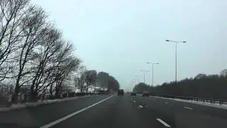 Driving On The M6 Motorway From J8 West Bromwich To J21A Warrington, Cheshire, England