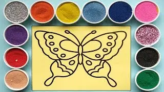 Butterfly sand painting toys / How to coloring butterfly so beauty/ Sand art/Learn color