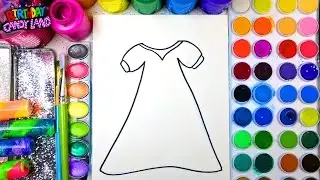 Learn Colors and Color Watercolor Beautiful Sparkle Dress Coloring Pages for Kids BirthdayCandyLand