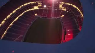 New Highmark Buffalo Bills stadium at night.