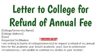 Application Letter to College for Refund of Fee | Letters Writing