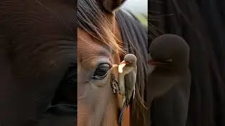 bird cleaning Horses 🐦#world #jungle #wildlife #birdsounds #world of beautiful birds