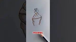 K-Pop Finger Heart Drawing Made Easy &ndash; A Fun Art Tutorial! #art #foryou #shorts #satisfying #sketch