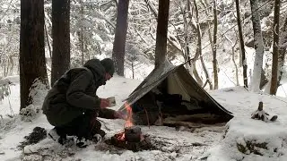 【雪中タープ泊】【ブッシュクラフト】失敗だらけの氷点下バックパックソロキャンプ。【那須高原ITAMUROキャンプ場】【ミリタリー装備】