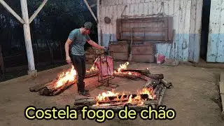 Fazendo mais uma costela fogo de chão com a família.