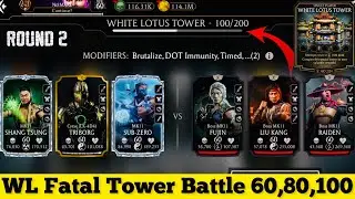 White Lotus Fatal Tower Bosses Battle 100 & 60 , 80 Fight + Reward  MK Mobile 2023