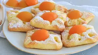 Pfirsich Pudding Teilchen mit Bl&auml;tterteig I Blitzrezept