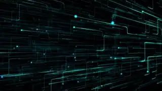 Journey into the Future: Abstract Digital Circuit Board with Glowing Data Nodes