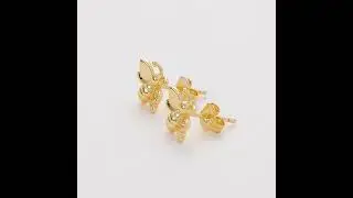 Gold Bumble Bee Earrings by Philip Jones Jewellery
