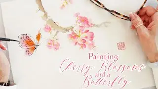 Painting Cherry Blossoms with Butterfly