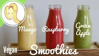 Raspberry, Mango, and Green Apple Smoothies (Vegan)