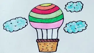 How to Draw Easy Hot Air Balloon 🎈💭  #viral #trending #kidsvideo #drawing #kidslearning #art