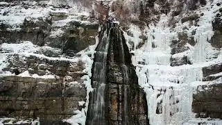 Bridal Veil Falls Winter, Utah | Drone Footage
