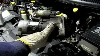 Как снять стартер Крайслер Вояджер турбодизель 2,5 л/ To take off a starter Chrysler voyager 2,5 l