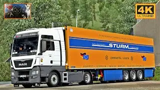 ETS2 Gameplay 4K + wheel cam | MAN TGX E6 480 in Heilbronn | Brettach - Ellhofen