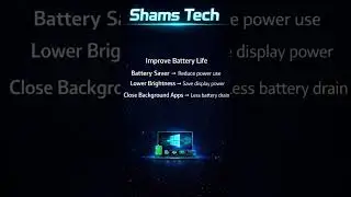 Improve Battery Life on Windows Laptop| Simple Power-Saving Tricks | Shams Tech #shorts #shortsfeed