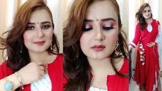 Indian Wedding Guest Makeup Look / Red Sky Blue Halo Eyes / SWATI BHAMBRA