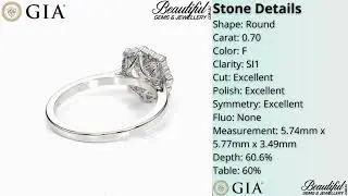 1 Carat Round-Cut Diamond Halo Engagement Ring in 18K White Gold