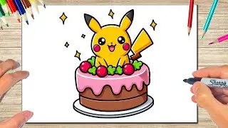 How to Draw a PIKACHU Cake 🎂⚡🌈 | Drawings For KIDS | DrawArtMania
