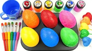Oddly Satisfying Video | How I Make 6 Glitter EGGS WITH Rainbow Lollipop Candy Hearts & Cutting ASMR