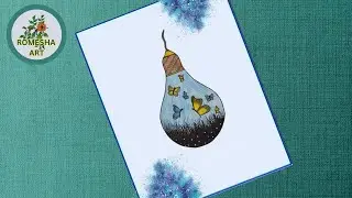 Creative light bulb drawing | Butterflies are flying in the bulb | Easy pencil sketch drawing