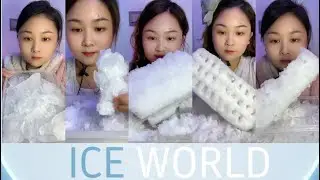 WHITE ICE | CRUSHED ICE EATING | REFROZ ICE CUBES| ICE EATING ASMR | RELAXING HARD CRUNCHES🧊